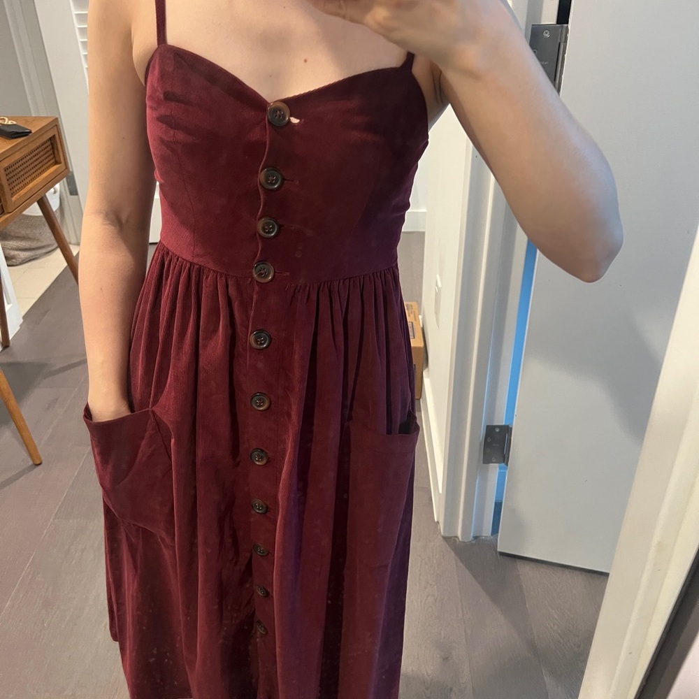 Urban Outfitters Elegant Burgundy Button-Down Dress